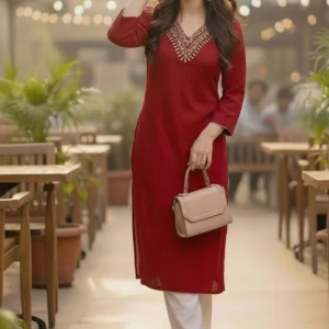 Surhi Women Embroidered Pure Cotton Straight Kurta